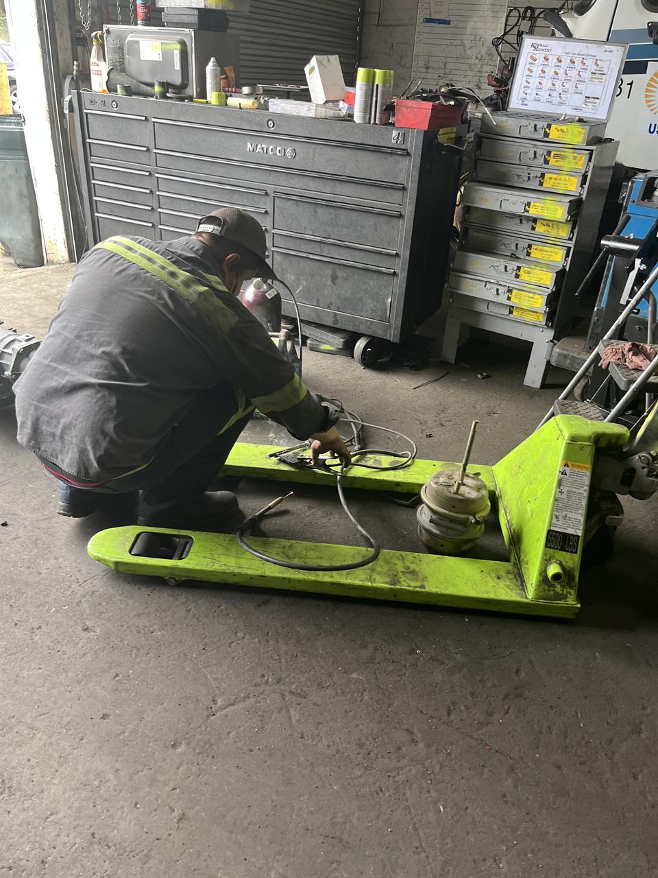 Welding and equipment repair at the Mobile Rescue shop
